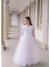 White Sequined Lace Tulle Chic Flower Girl Dress